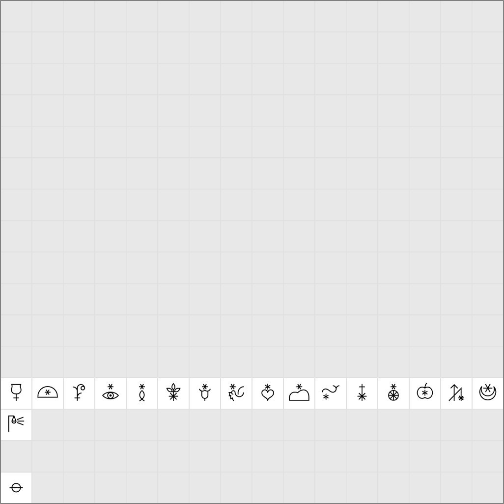 Unicode characters 1CE00-1CEFF in the Radical font
